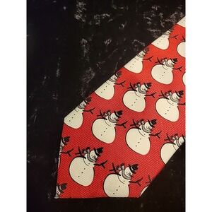 Tie In‎ Design Mens Neck Tie Red White Black Snowman Winter Novelty Snow Suit